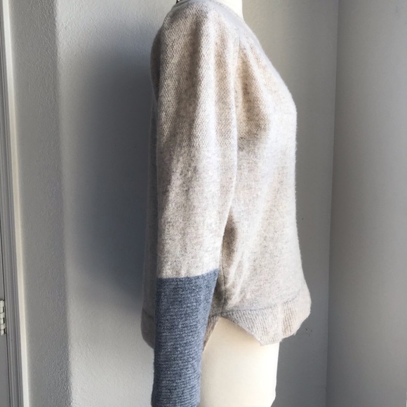 Knit by Note Chic Korean Asymmetrical Long Sleeve Sweater Wool Blend Beige Gray - Picture 4 of 16